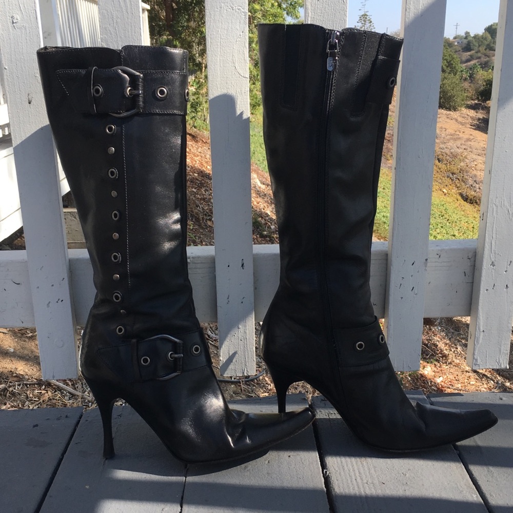 black high heel boots